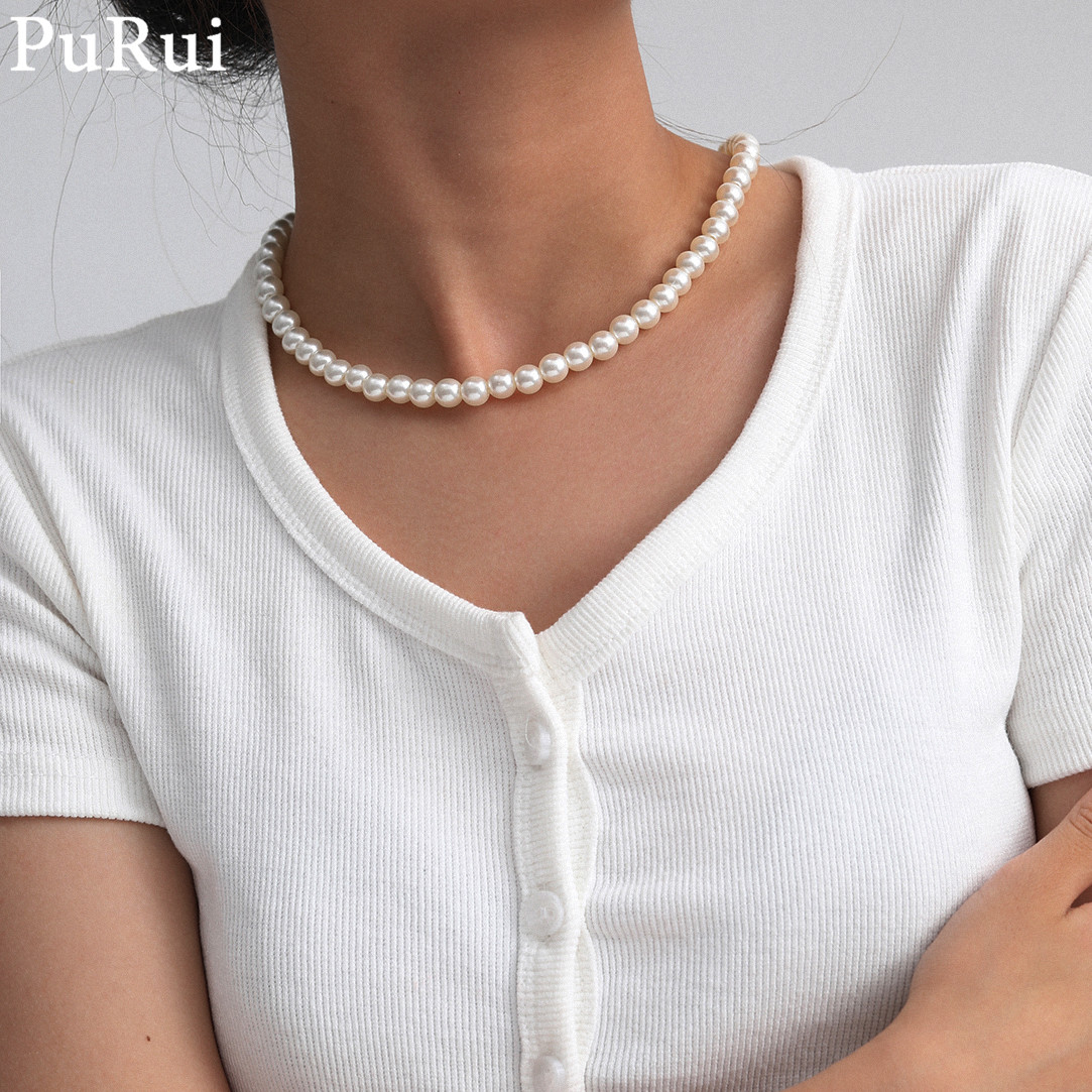 Pearl Choker Necklace Vintage - Minimalistyczny naszyjnik z imitacji pereł naszyjnik