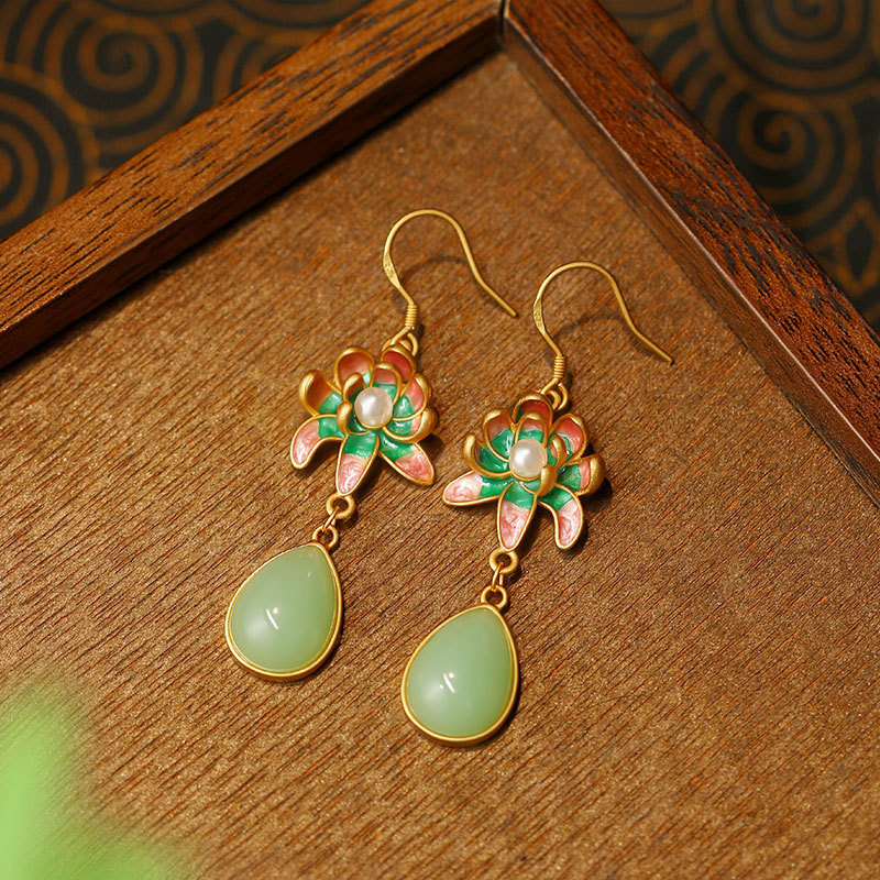Earrings - Zielone, naturalne kolczyki w kształcie kropli