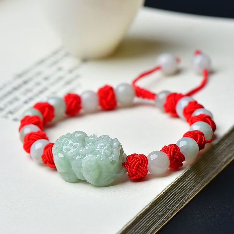 Bracelets - Naturalna bramka z jadeitu birmańskiego Pixiu,