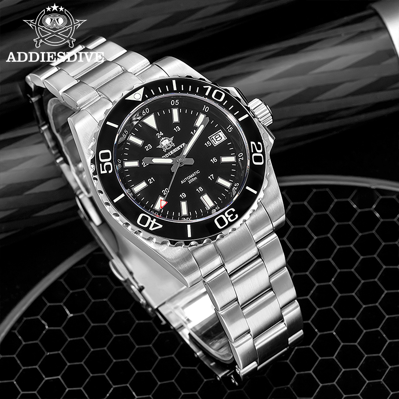 Watch Accessories - ADDIESDIVE Męski Zegarek 8215 Mechaniczny Szafirowy