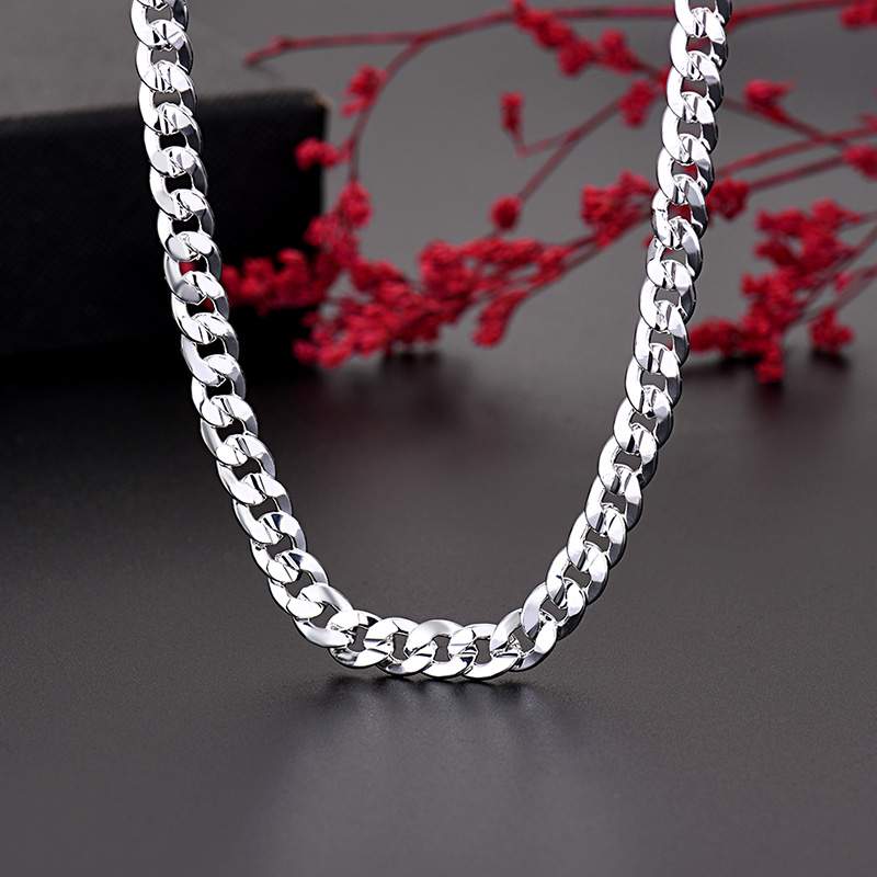 Cuban Link Chain 12Mm - Gorący 925 sterling Silver urok 7MM