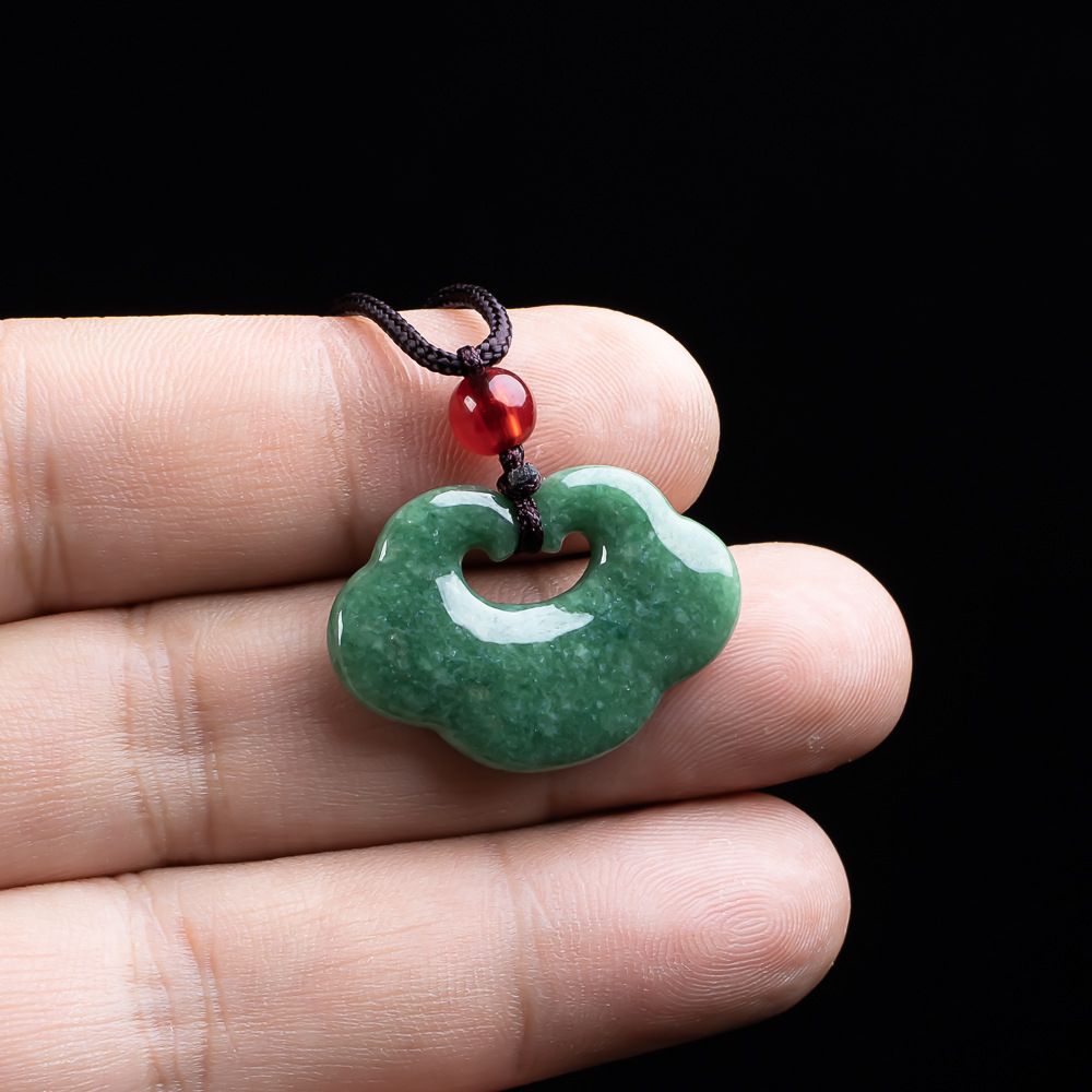 Necklaces - Naturalny jadeit z Miany, wisiorek Ruyi,