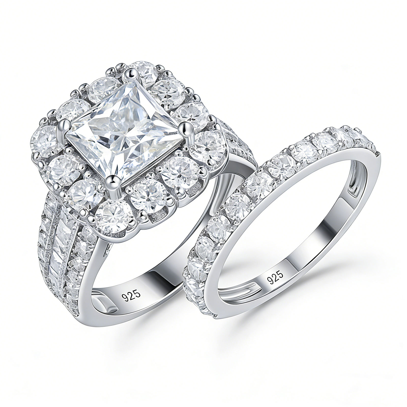 Newshe 2 szt. Srebrne obrączki – Moissanite Engagement Ring 1 Carat recenzja i cena