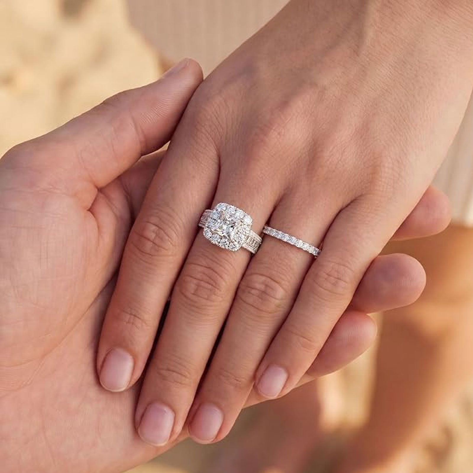 Newshe 2 szt. Srebrne obrączki – Moissanite Engagement Ring 1 Carat recenzja i cena
