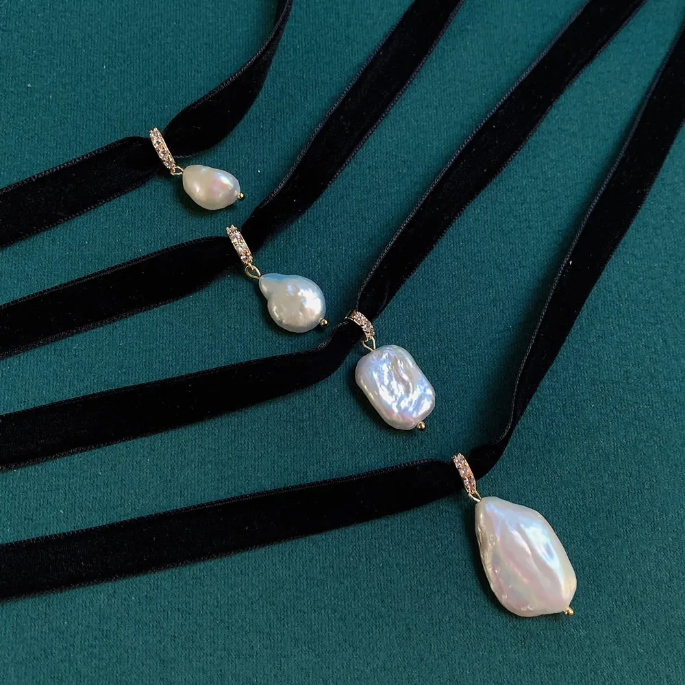 Czarny aksamitna wstążka Choke – Pearl Choker Necklace Vintage recenzja i cena